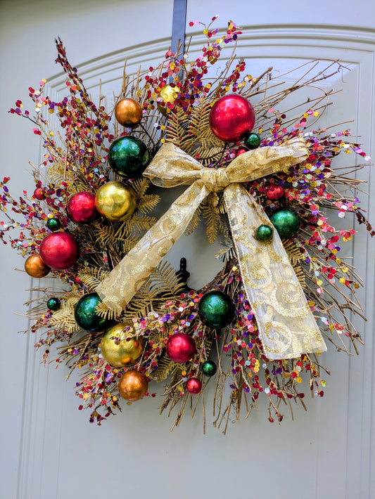 Colored Gold Christmas Wreath