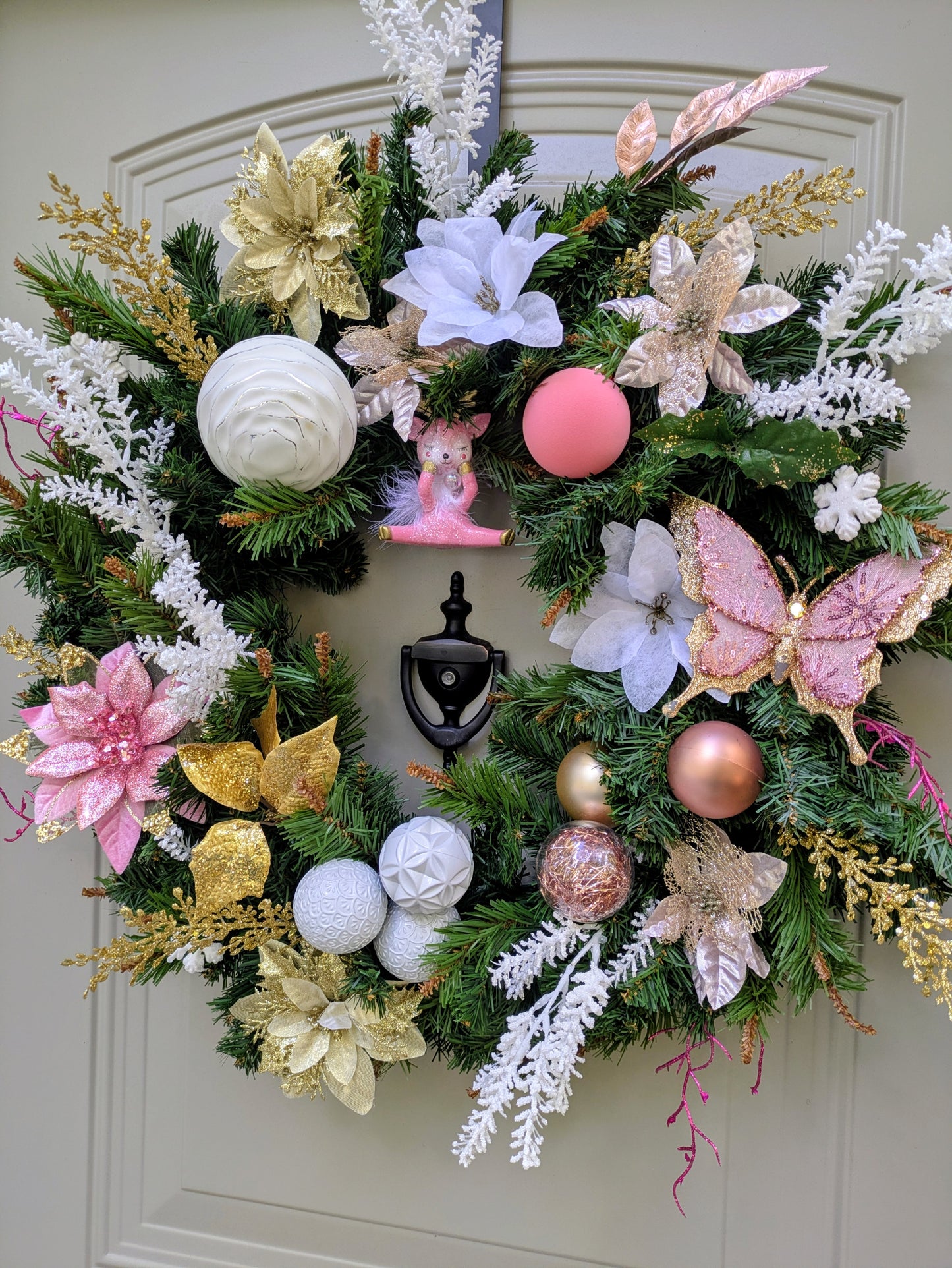 Pink, White & Gold Christmas Wreath