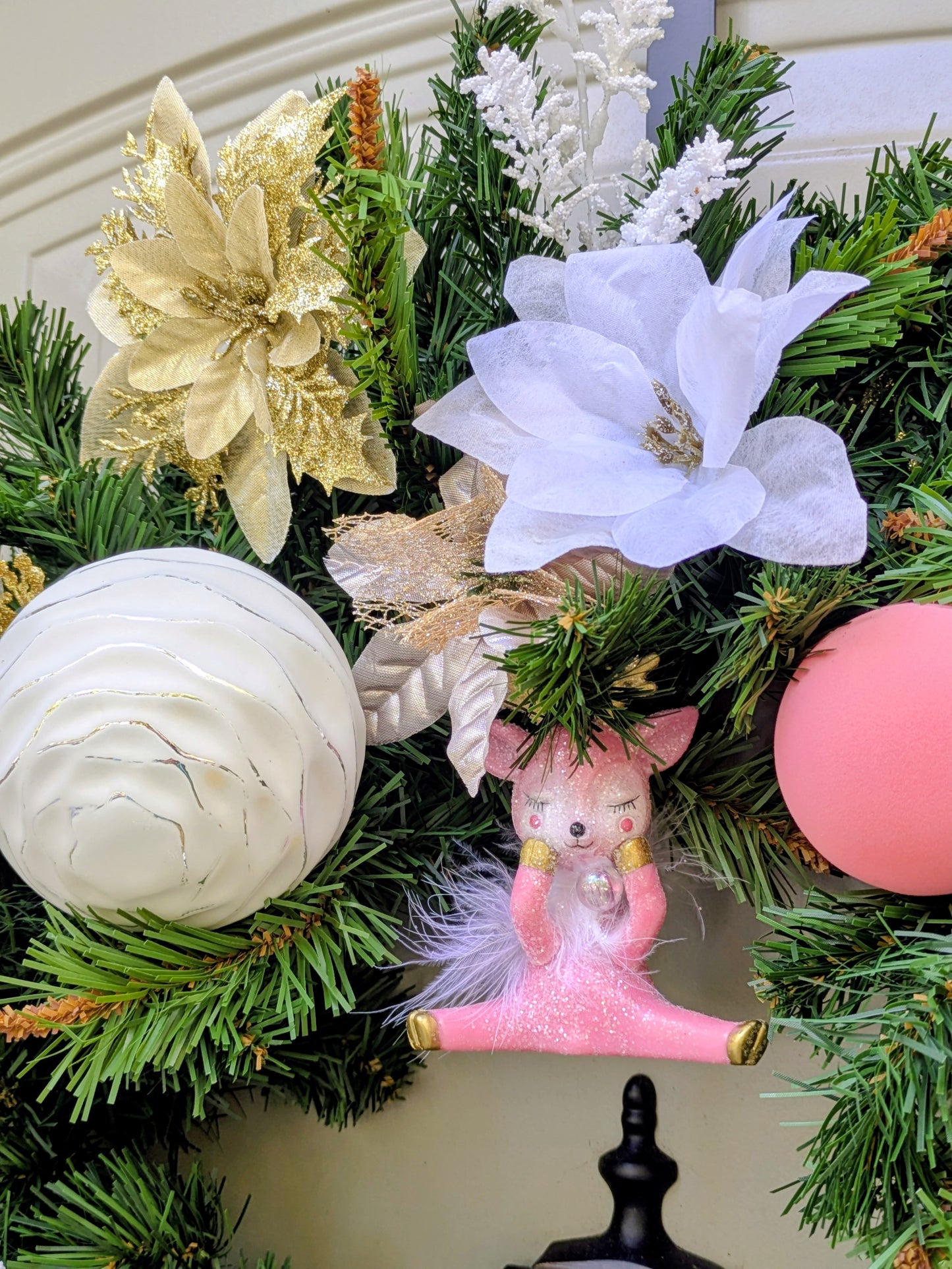 Pink, White & Gold Christmas Wreath