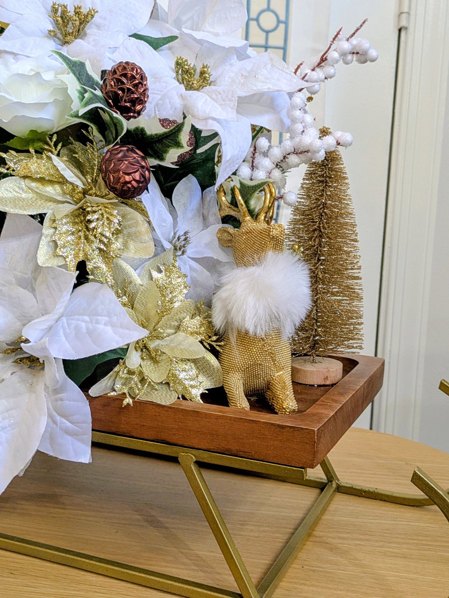 Deluxe White Christmas Sleigh Centerpiece