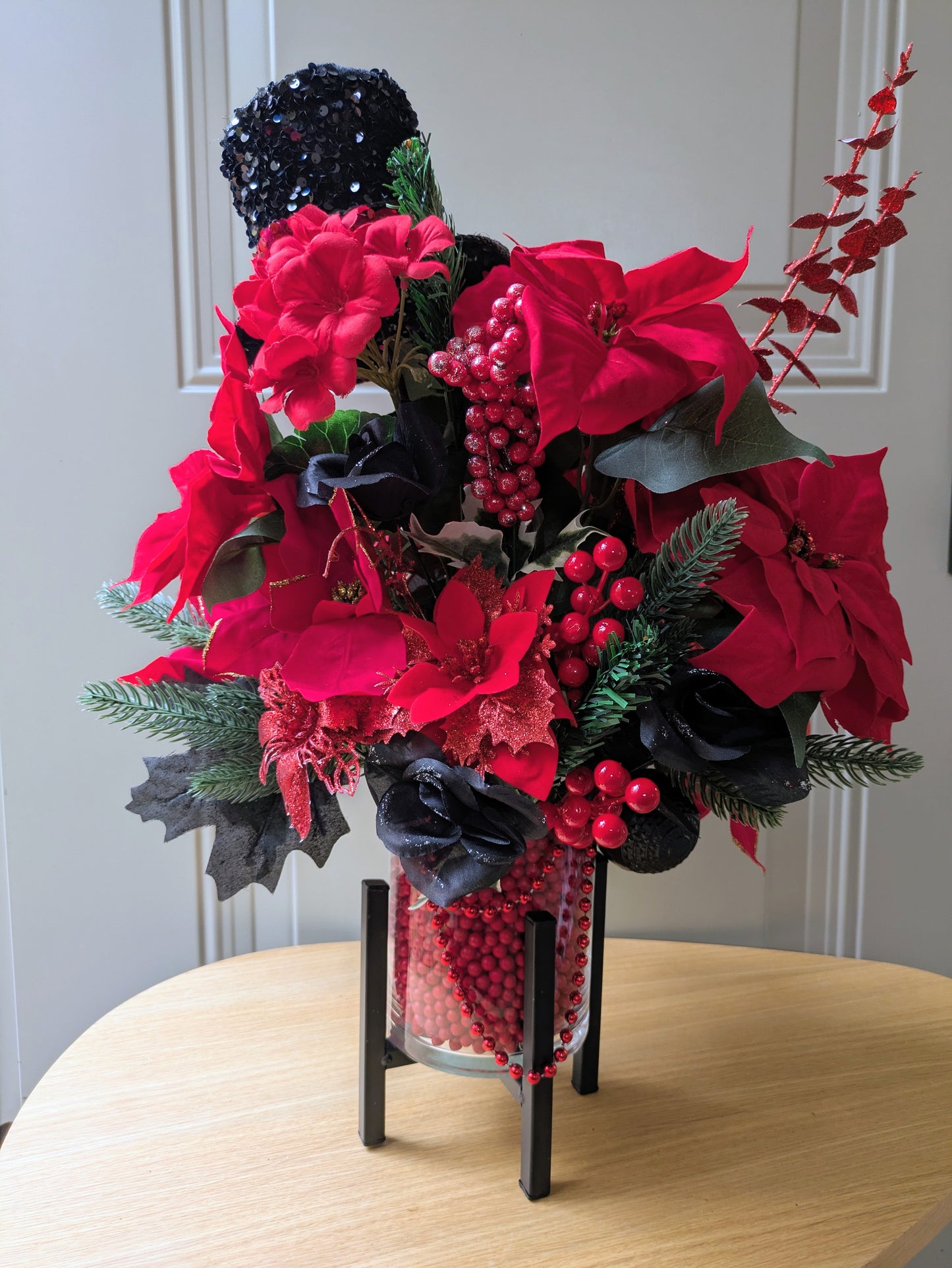 Red & Black Symphony Christmas Centerpiece
