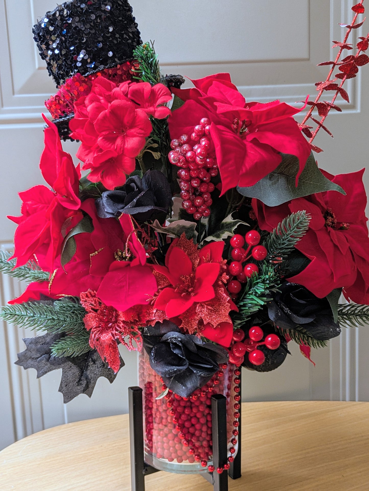 Red & Black Symphony Christmas Centerpiece