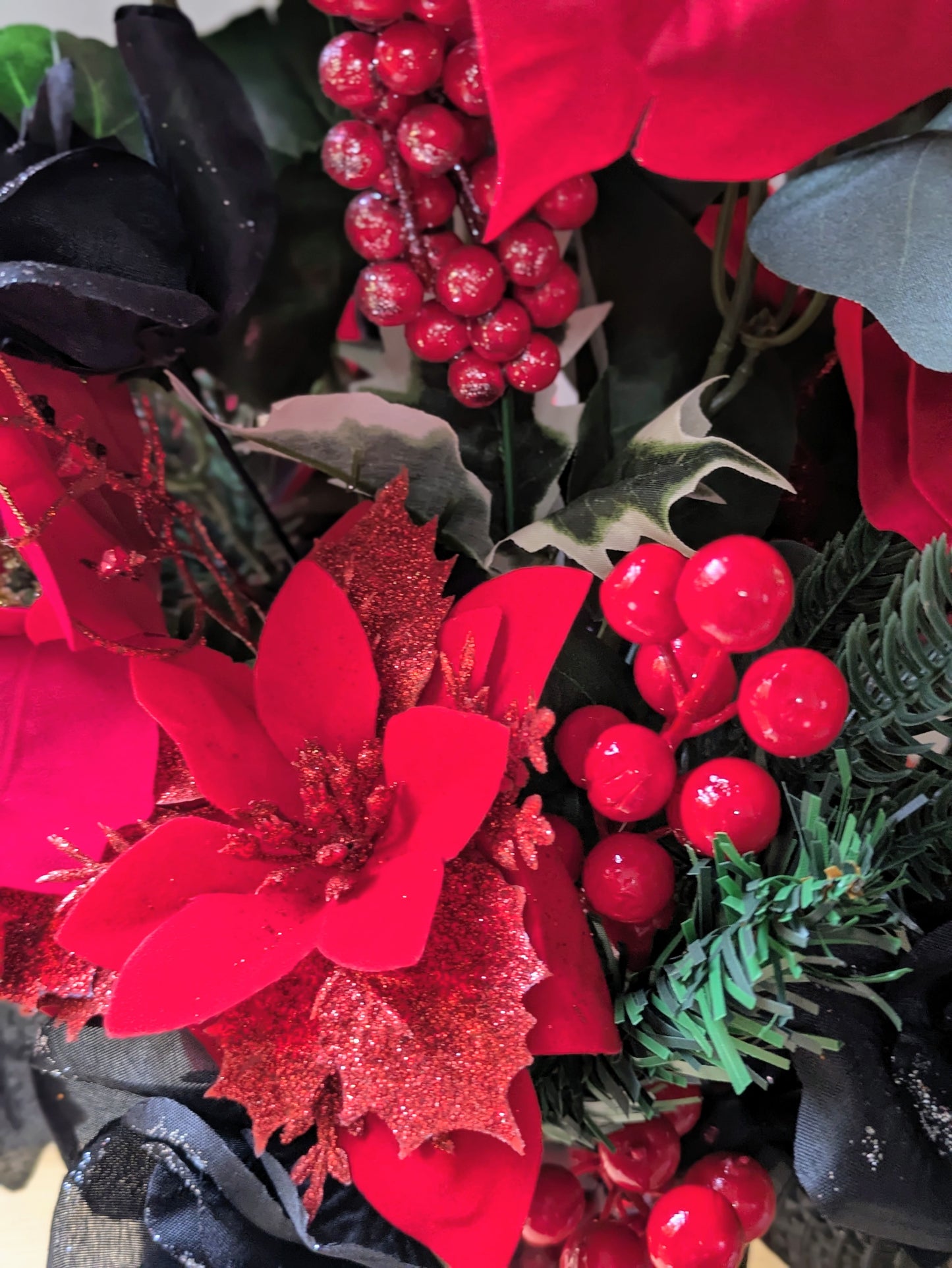 Red & Black Symphony Christmas Centerpiece