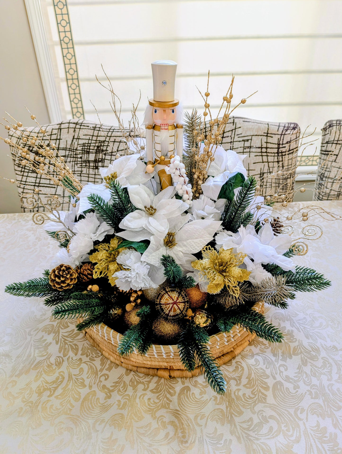 White & Gold Nutcracker Centerpiece