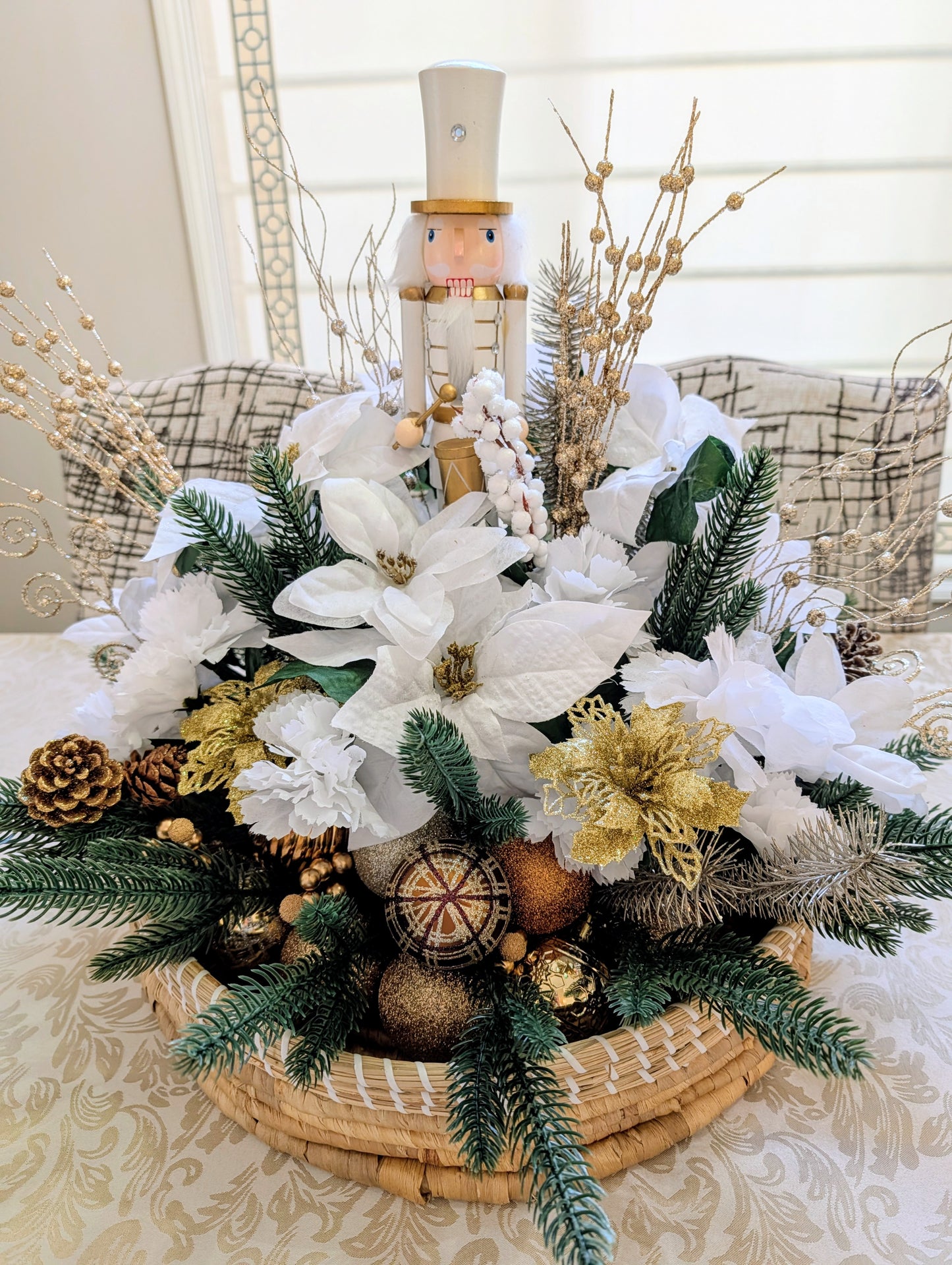White & Gold Nutcracker Centerpiece