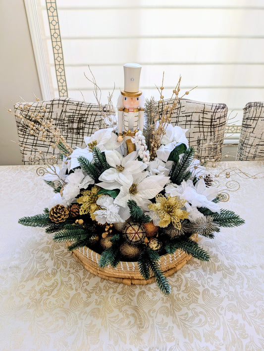 White & Gold Nutcracker Centerpiece