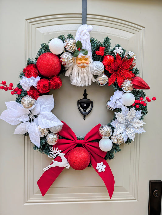 Red & White Santa Wreath