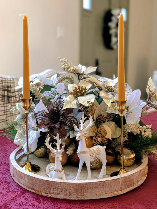 Candle & Reindeer Christmas Centerpiece