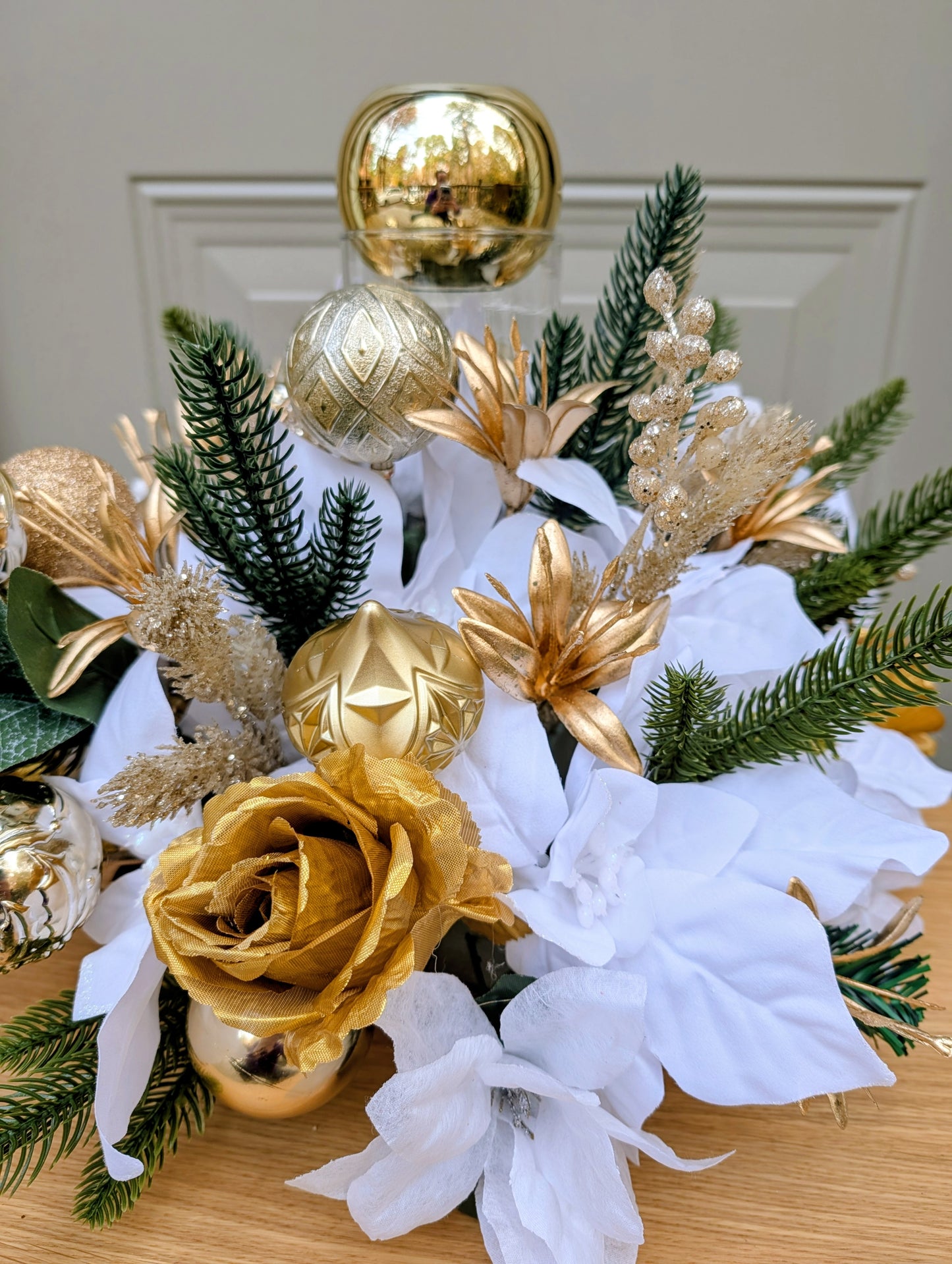 Golden Winter Elegance Centerpiece