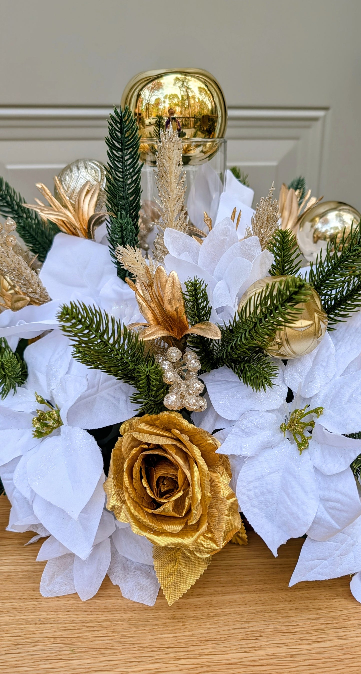 Golden Winter Elegance Centerpiece