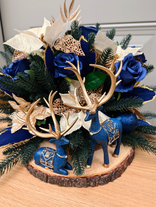 Royal Blue Christmas Centerpiece