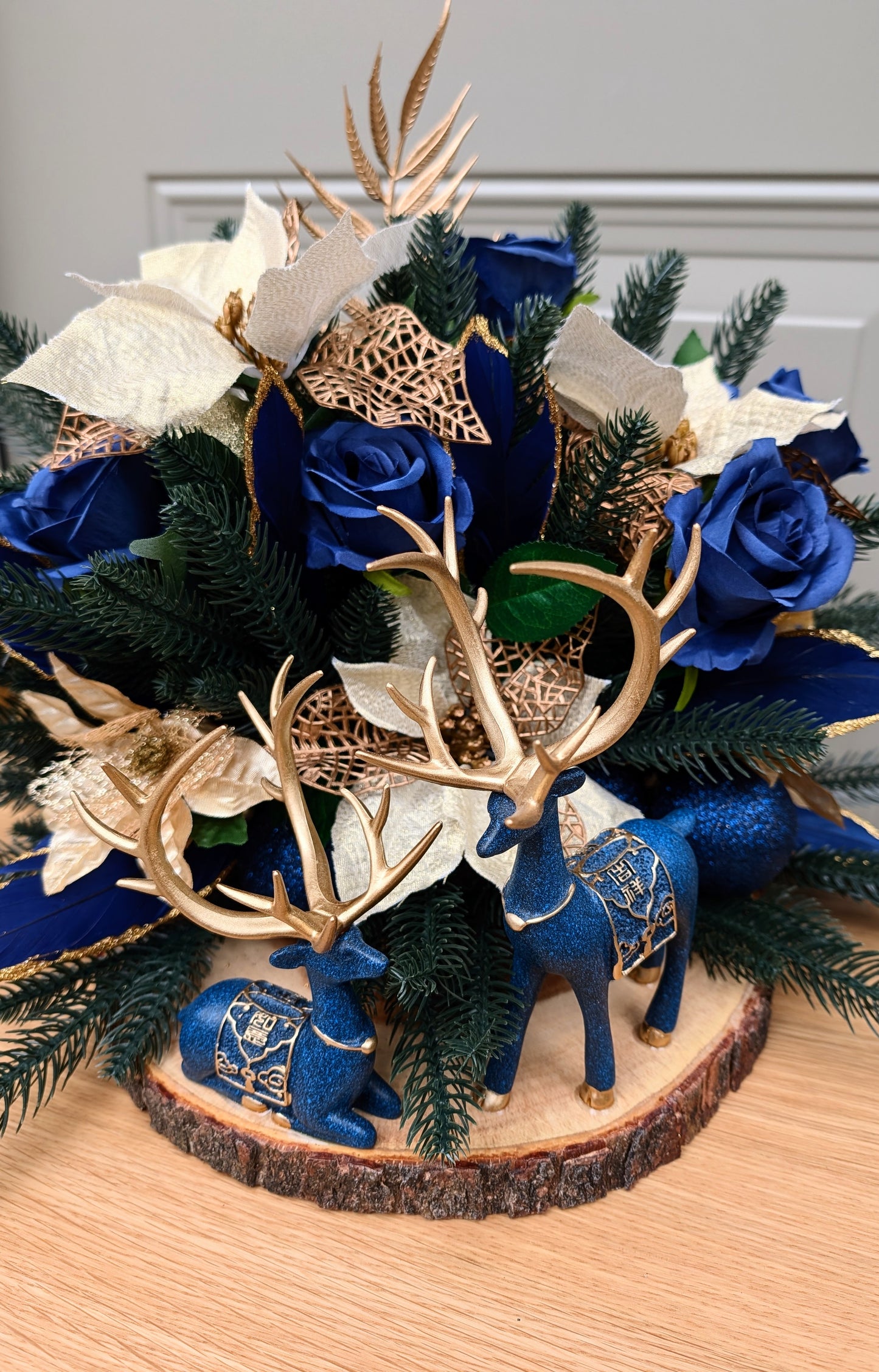 Royal Blue Christmas Centerpiece