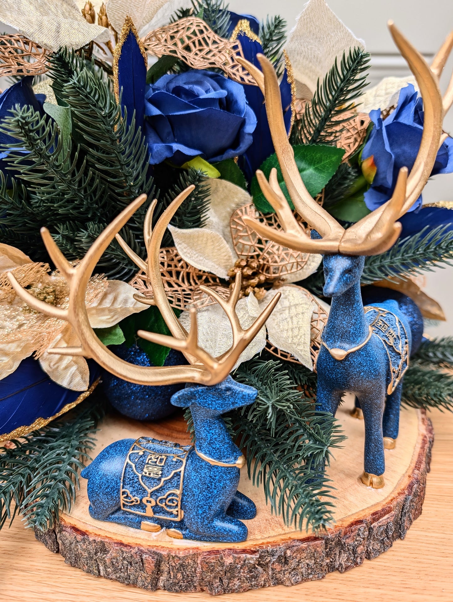 Royal Blue Christmas Centerpiece