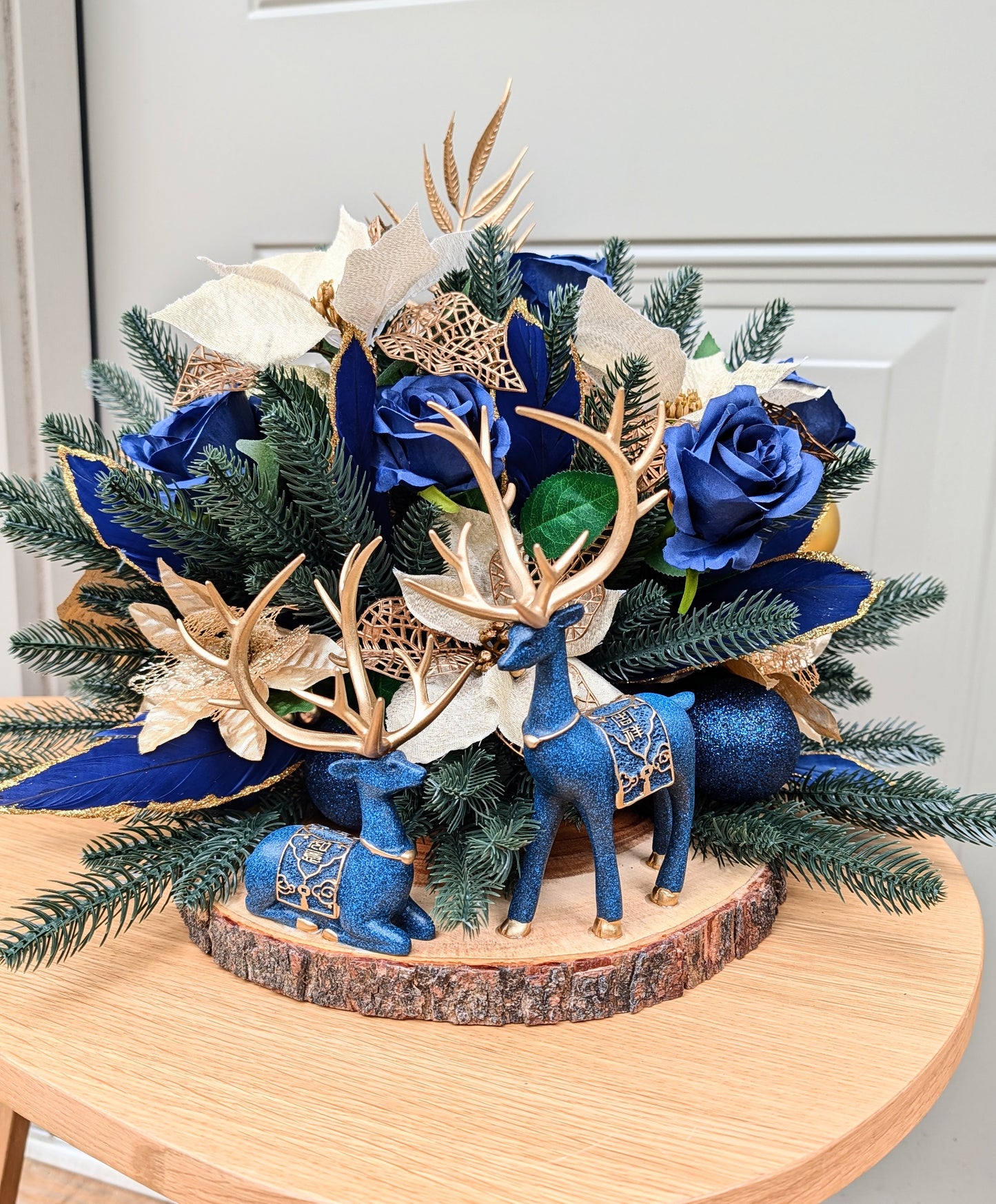 Royal Blue Christmas Centerpiece