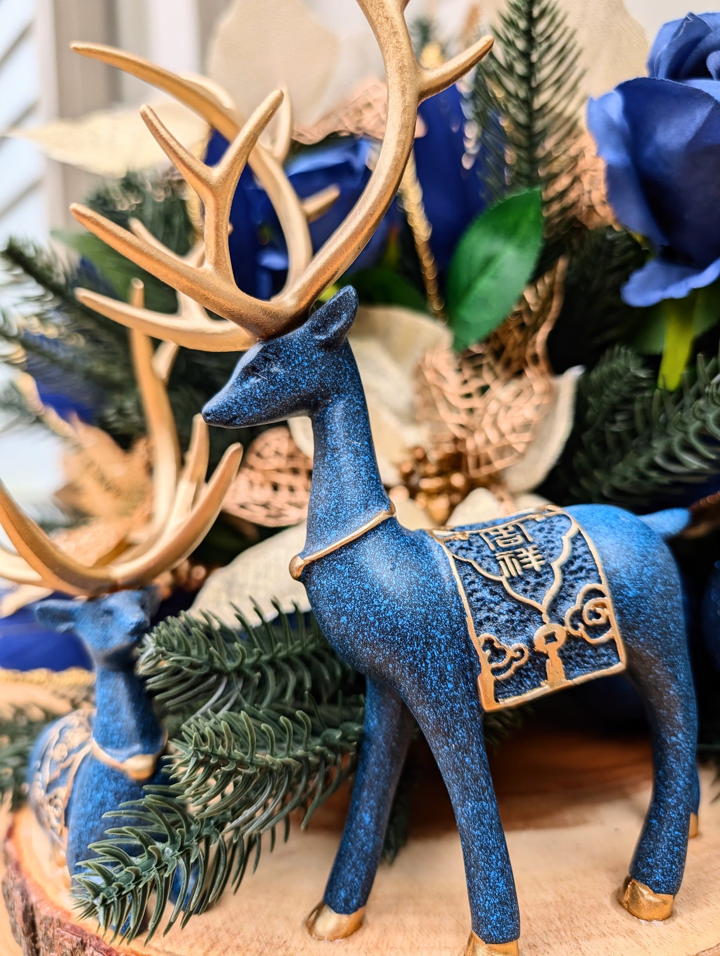 Royal Blue Christmas Centerpiece