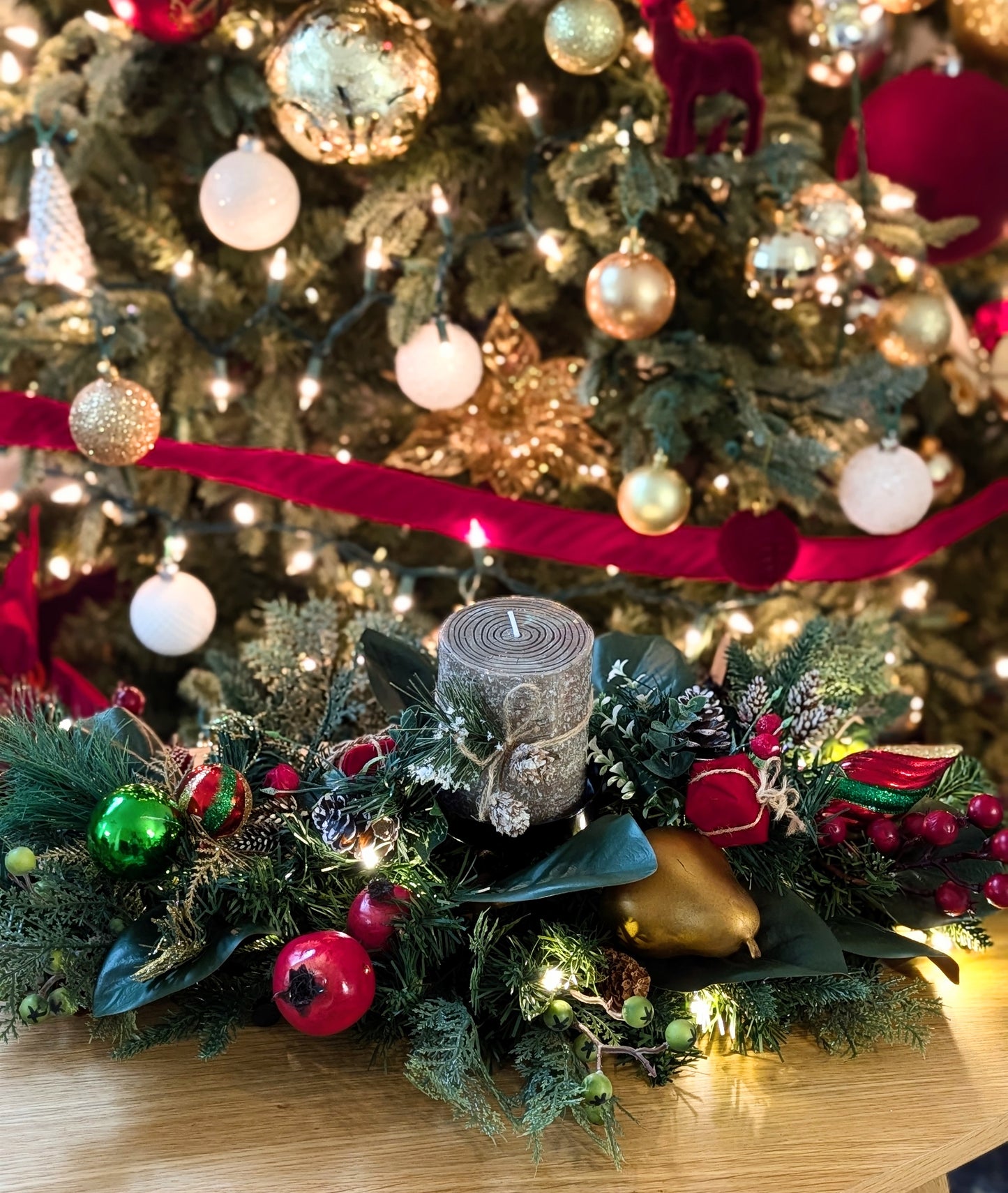 Berry & Bauble Candle Centerpiece