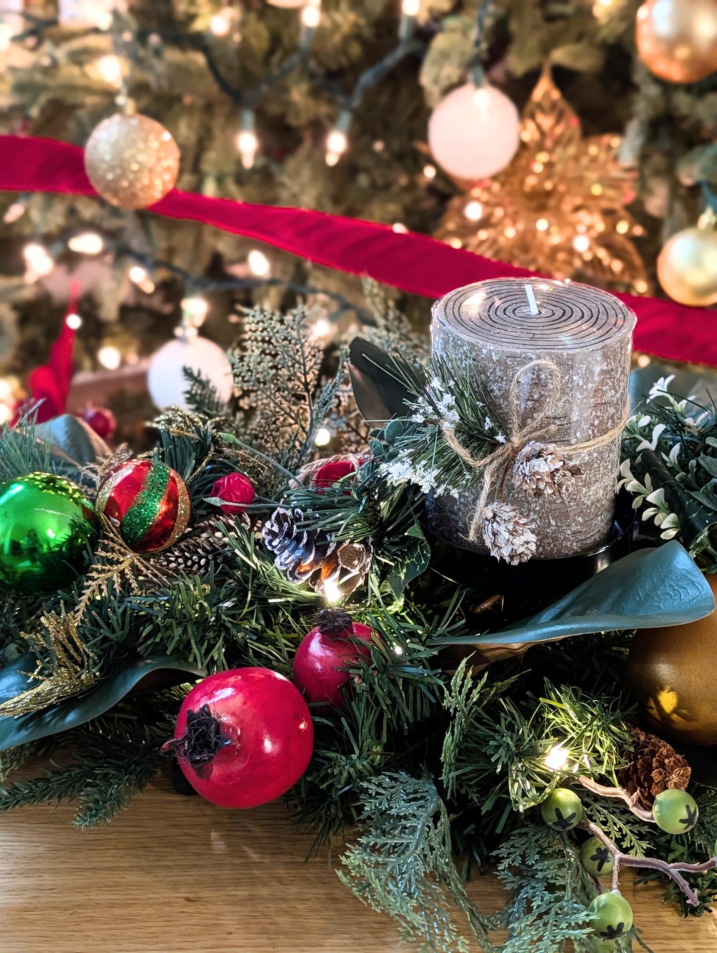 Berry & Bauble Candle Centerpiece