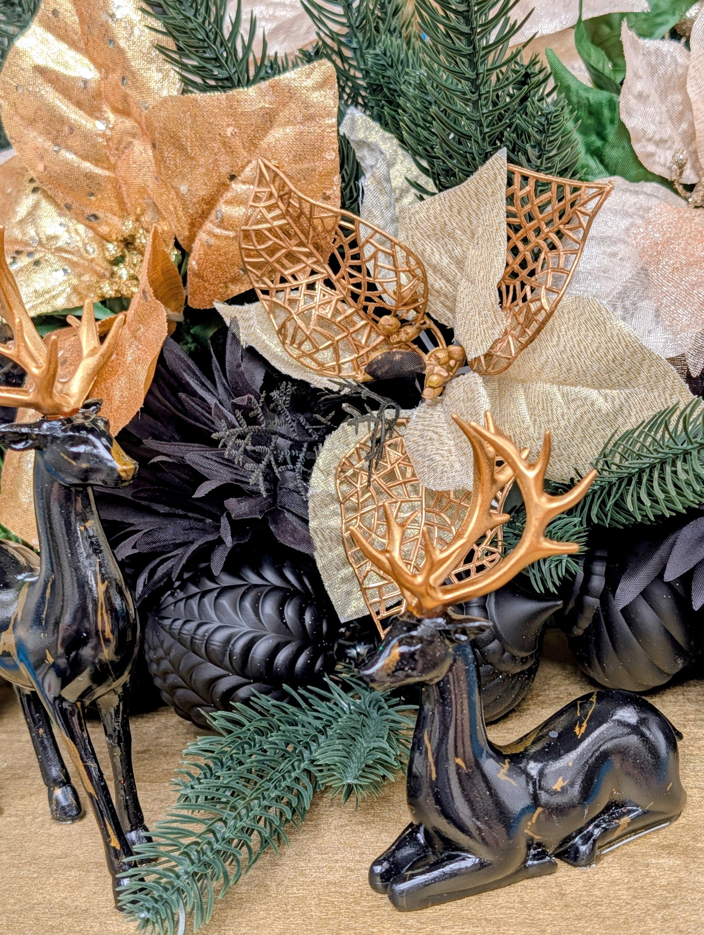 Golden Midnight Reindeer Centerpiece