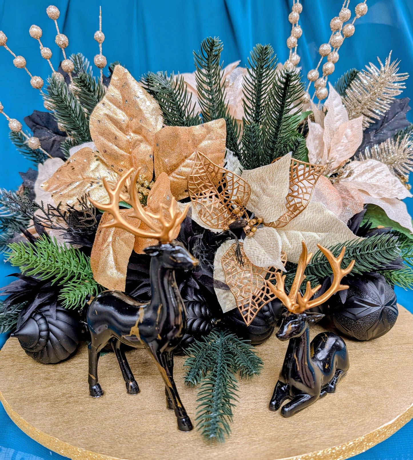 Golden Midnight Reindeer Centerpiece