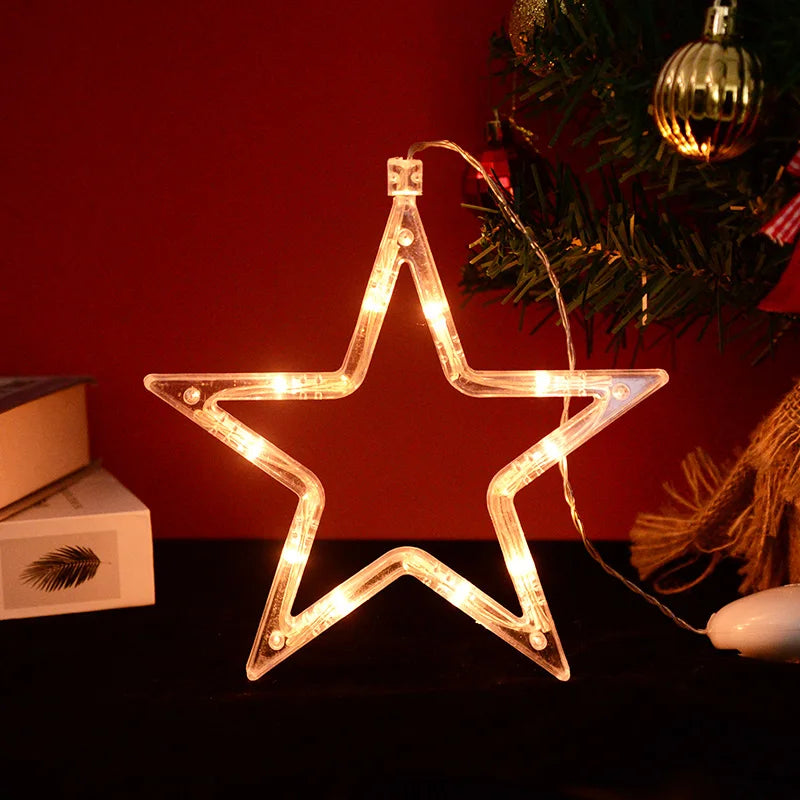 Christmas LED Light Snowflake Santa Deer Hanging Window Ornament