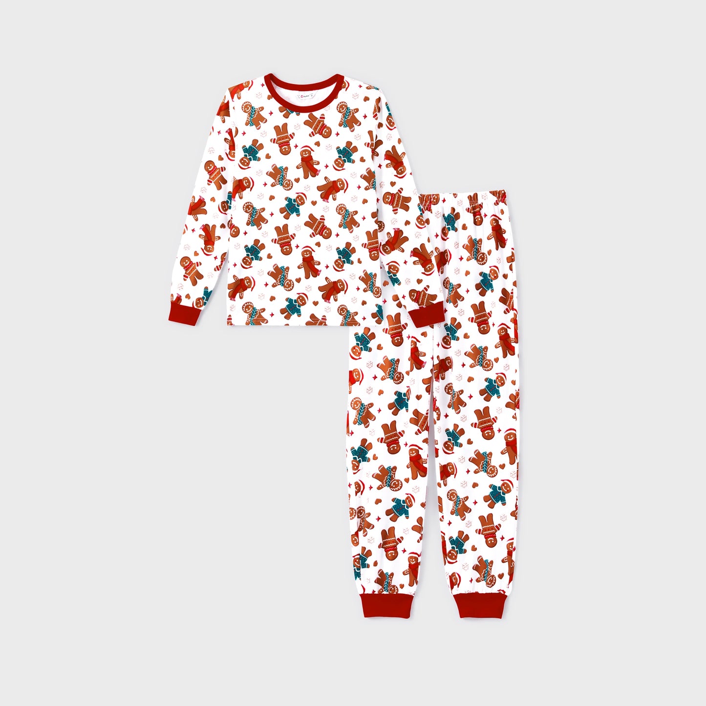 Family Matching Christmas Pajama Set Gingerbread Man Print