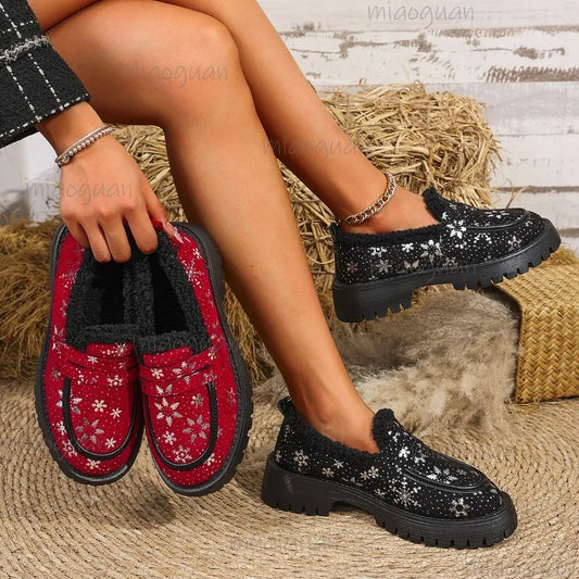 Christmas Shoes Slip on Thick Sole Loafers