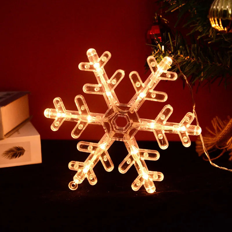 Christmas LED Light Snowflake Santa Deer Hanging Window Ornament