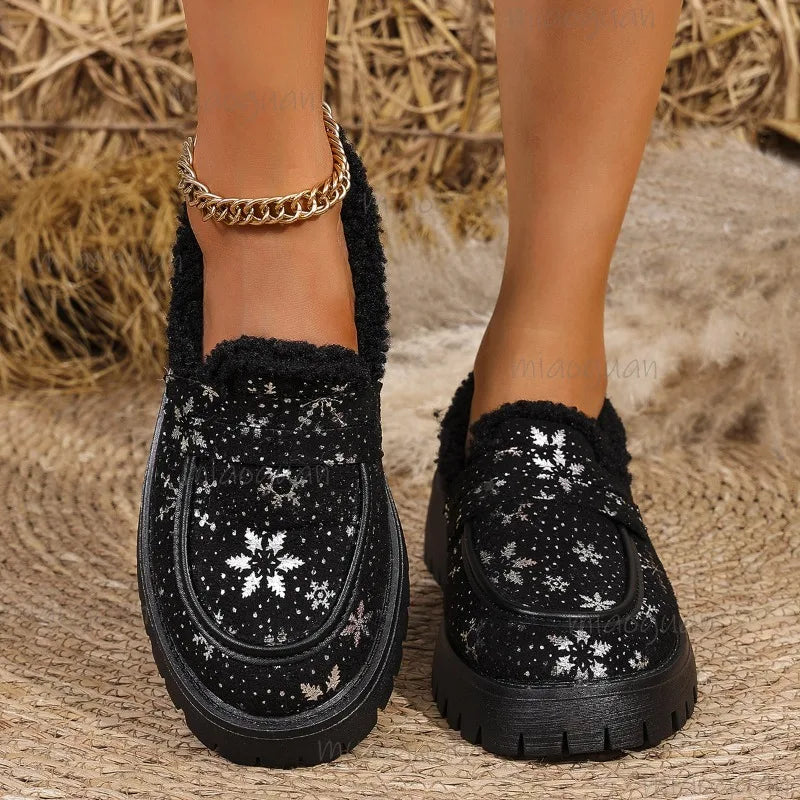 Christmas Shoes Slip on Thick Sole Loafers
