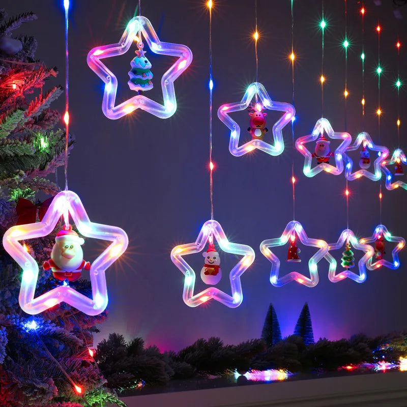 Christmas Lights String Curtain USB Plug Holiday Party