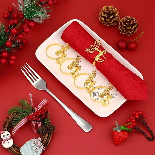 6/12/24PCS Christmas Table Napkin Gold Rings