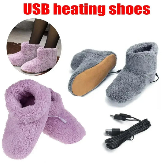 USB Rechargeable Foot Warming Shoes Men Women