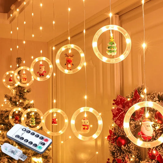 Christmas Lights String Curtain USB Plug Holiday Party