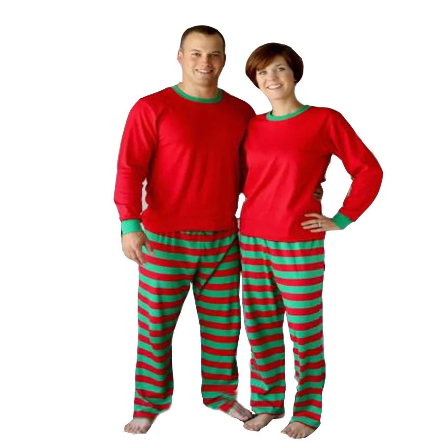 Christmas Pajamas Set Striped Print
