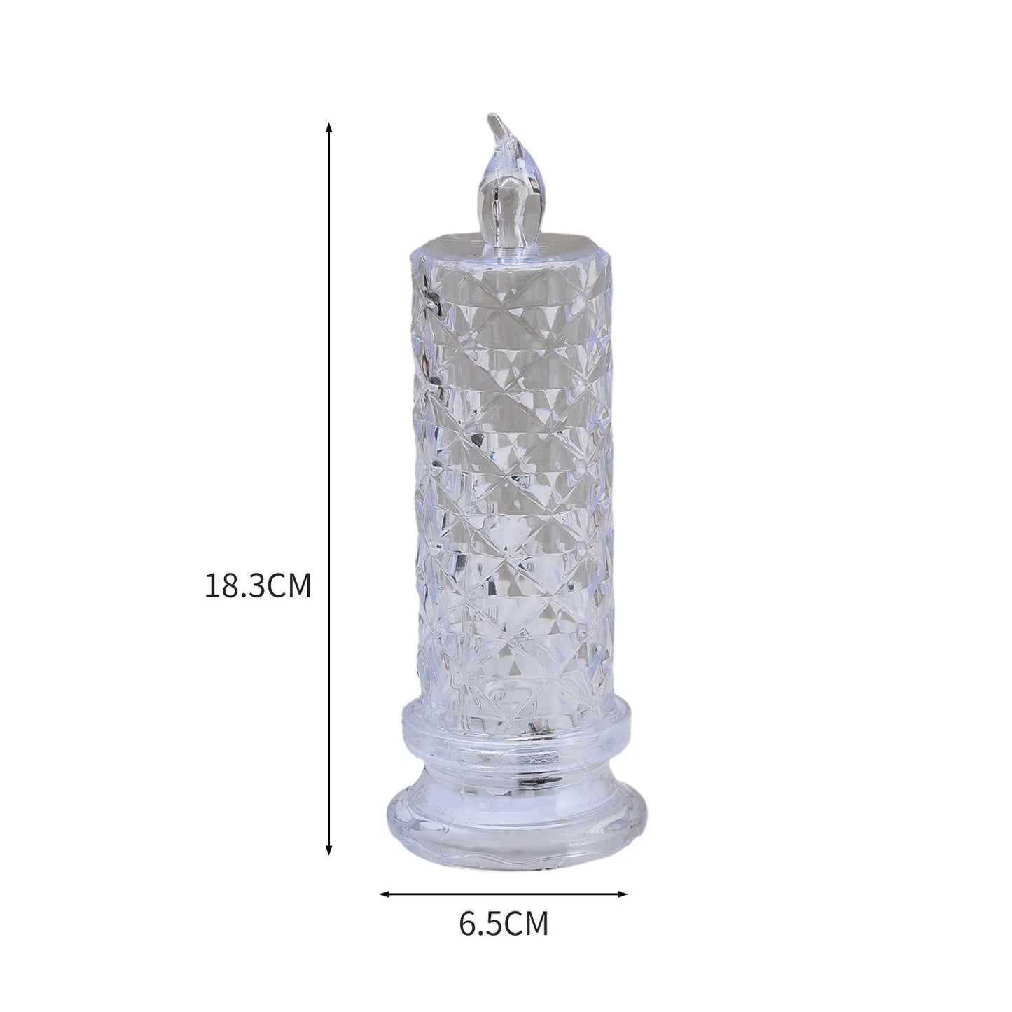 Decor Crystal Candles LED Light Transparent Flameless Battery Power