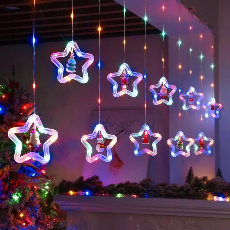 Christmas Lights String Curtain USB Plug Holiday Party
