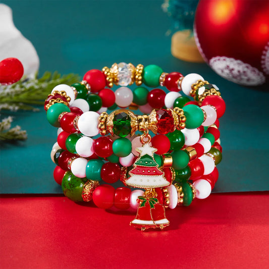 4Pcs Colorful Crystal Beads Christmas Charms Bracelet