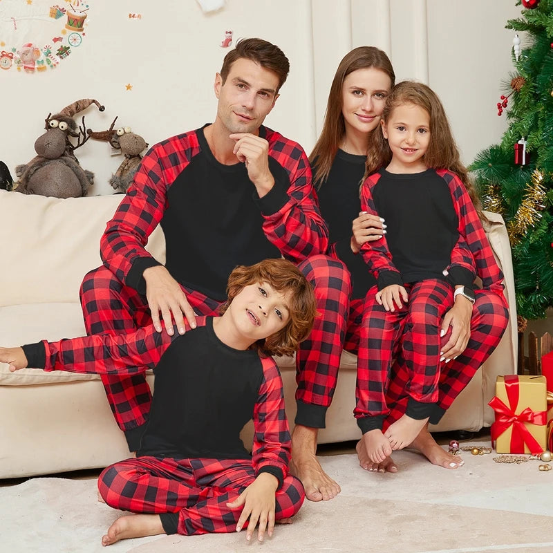 Plaid Print Christmas Pajamas Sets
