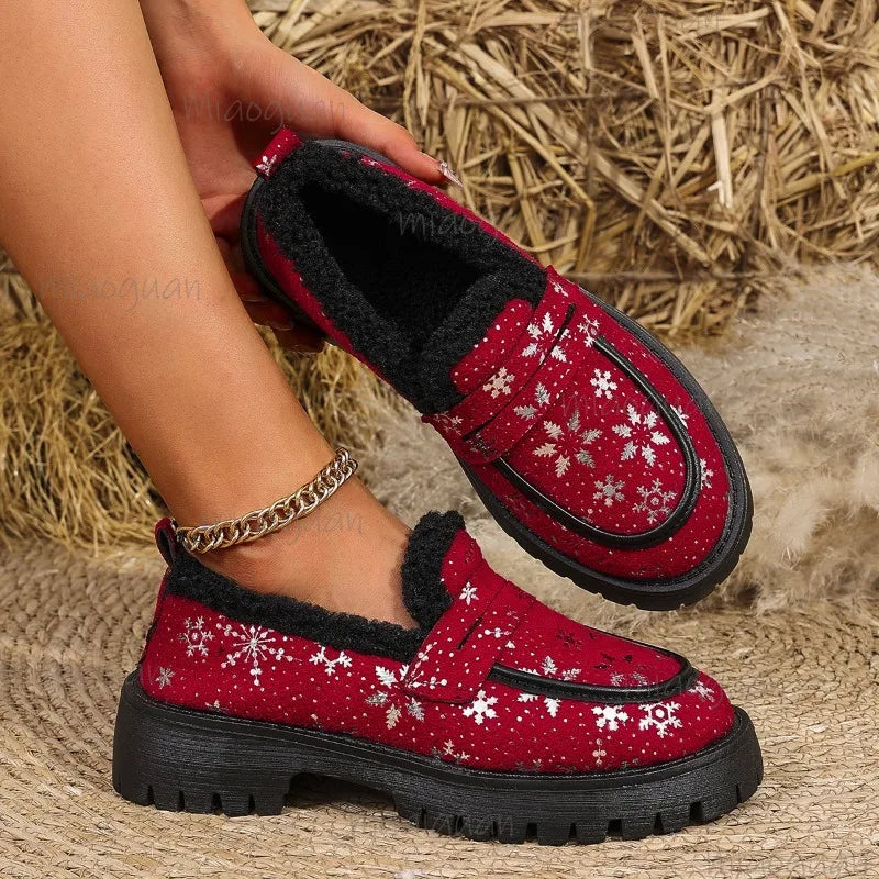 Christmas Shoes Slip on Thick Sole Loafers