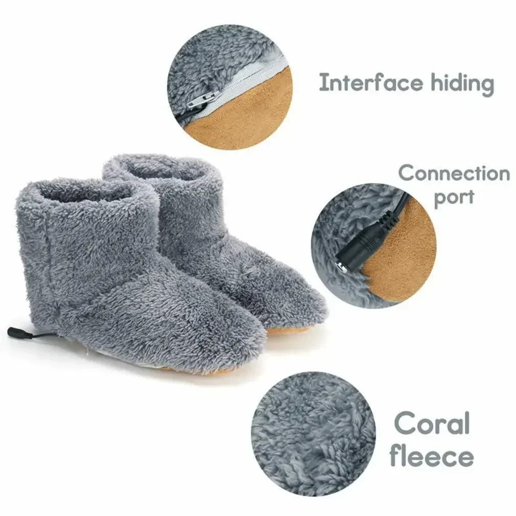 USB Rechargeable Foot Warming Shoes Men Women