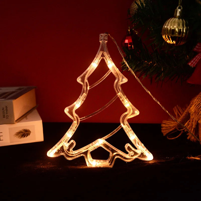 Christmas LED Light Snowflake Santa Deer Hanging Window Ornament