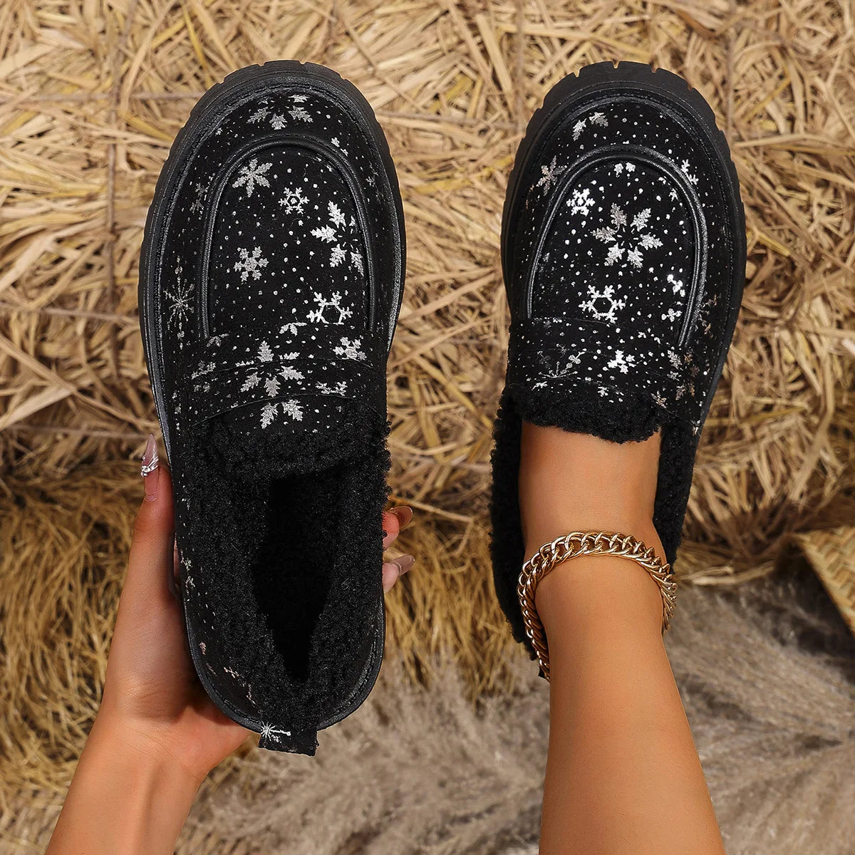 Christmas Shoes Slip on Thick Sole Loafers