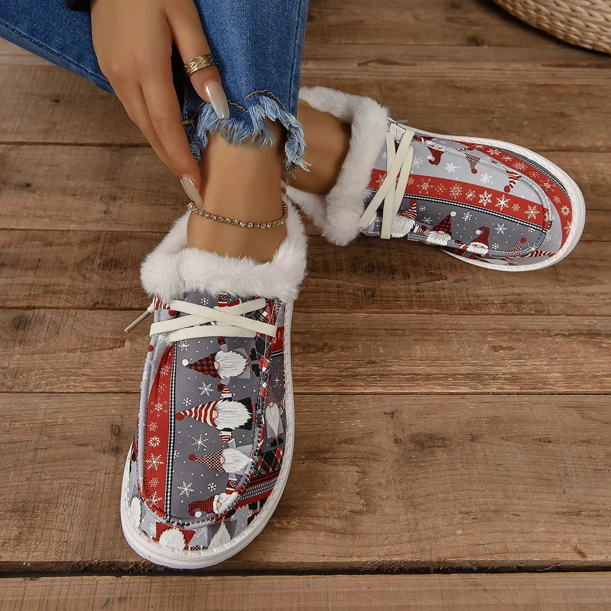 Women Christmas Plush Shoes