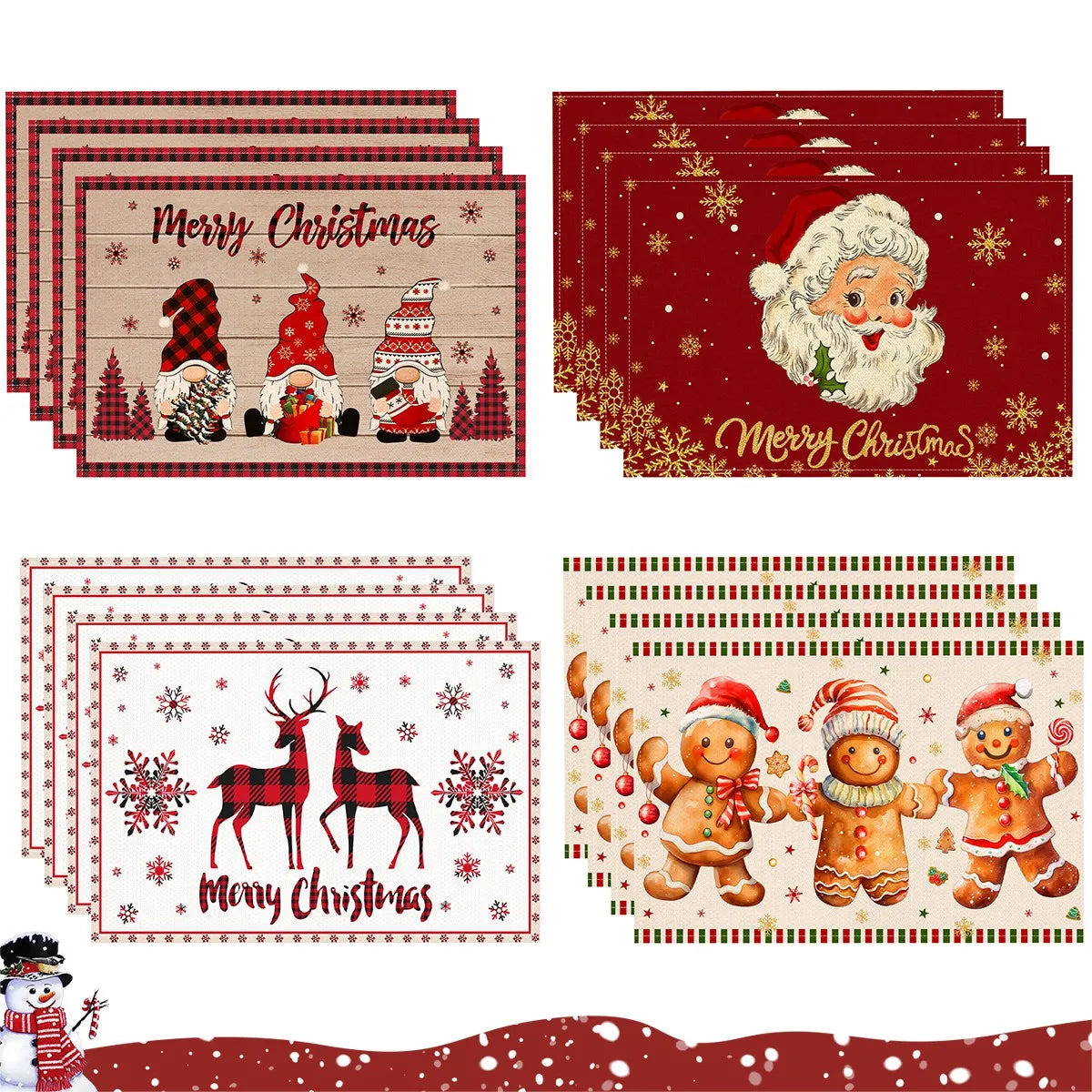 Linen Christmas Placemats Decorations for Home 2025