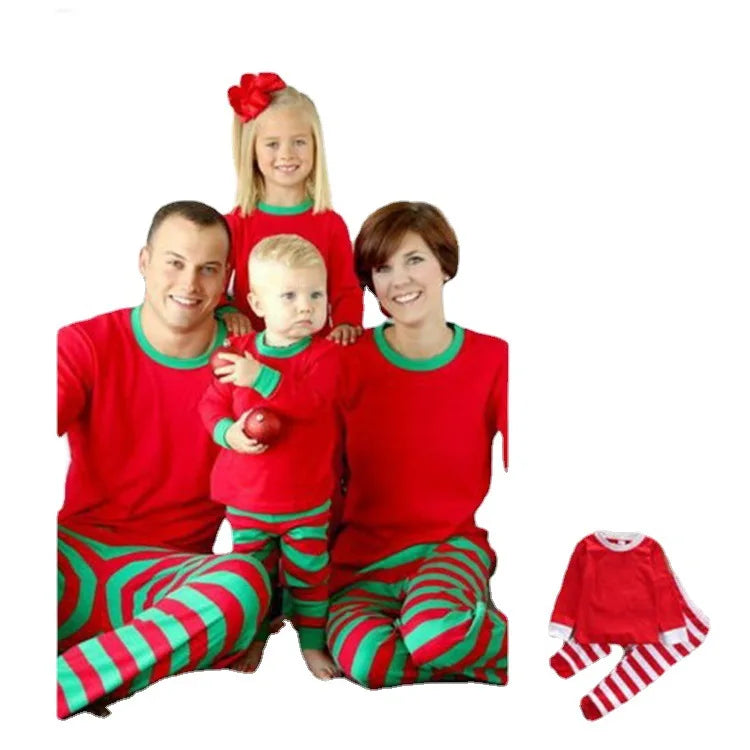 Christmas Pajamas Set Striped Print