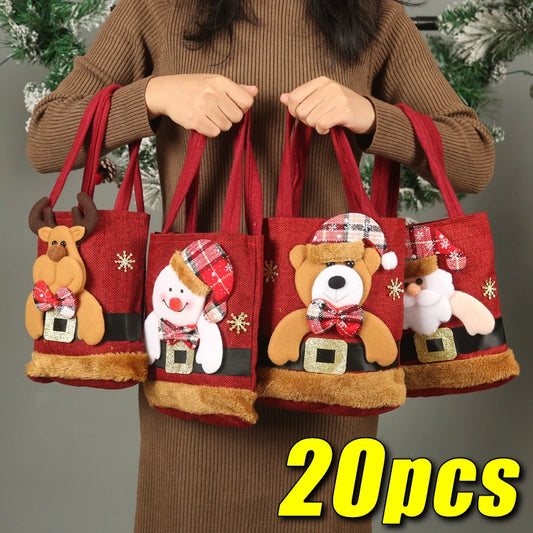 1-20 PCS Christmas Gift Bags Handbags Tote Bags
