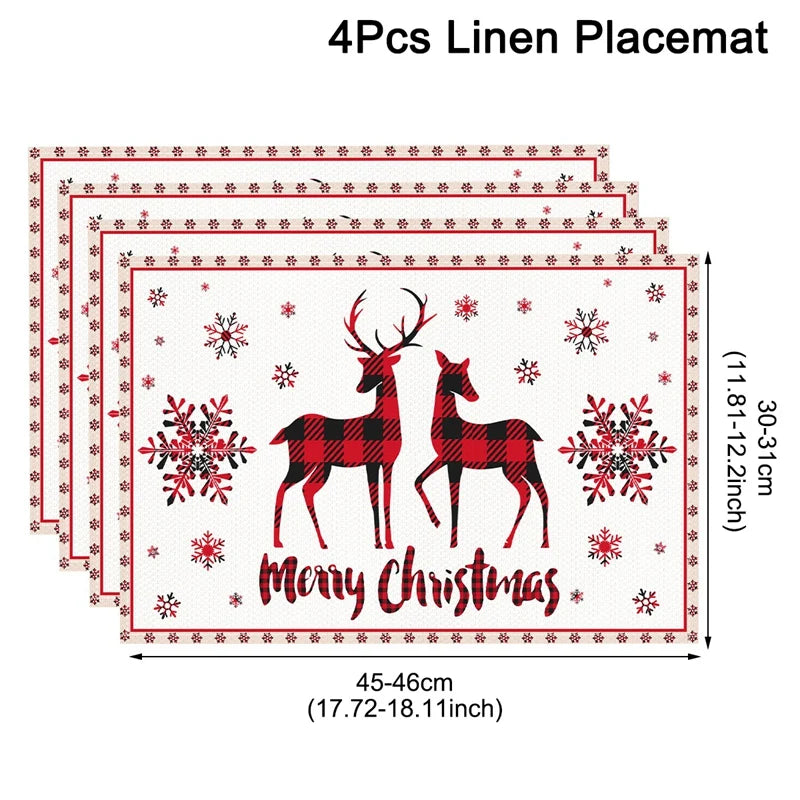 Linen Christmas Placemats Decorations for Home 2025