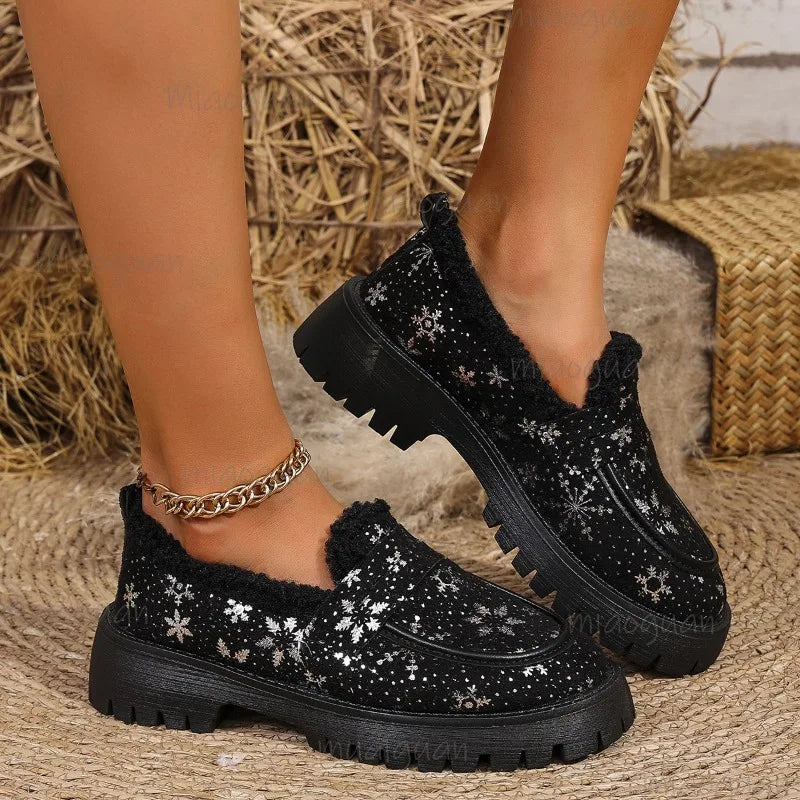 Christmas Shoes Slip on Thick Sole Loafers