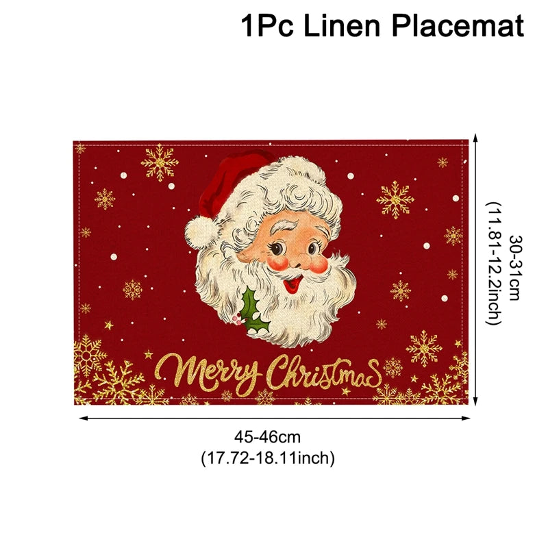 Linen Christmas Placemats Decorations for Home 2025