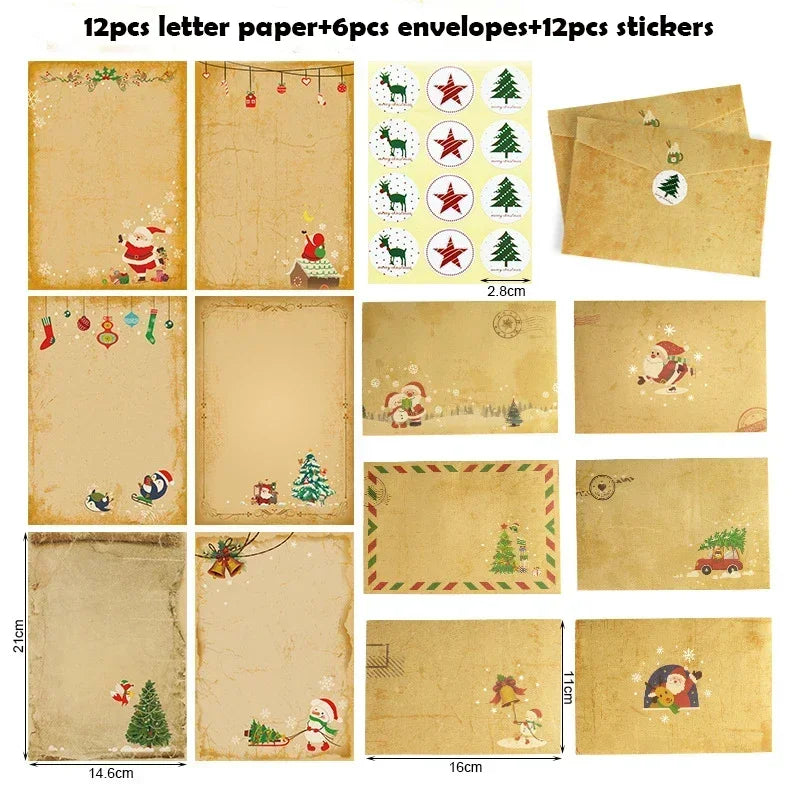 6-30pcs Christmas Paper Envelopes  & Letter Pads