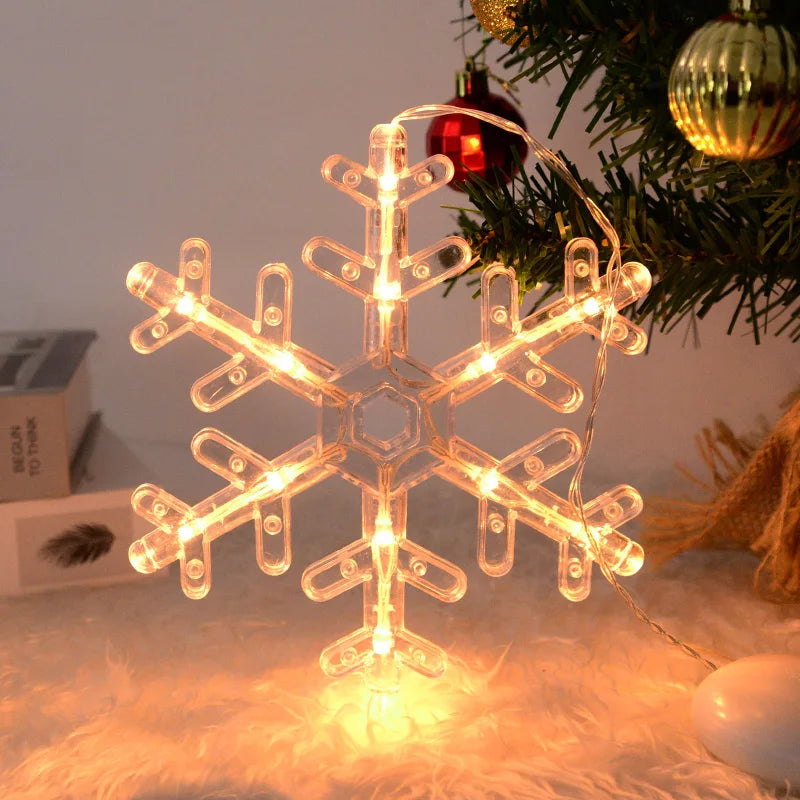 Christmas LED Light Snowflake Santa Deer Hanging Window Ornament